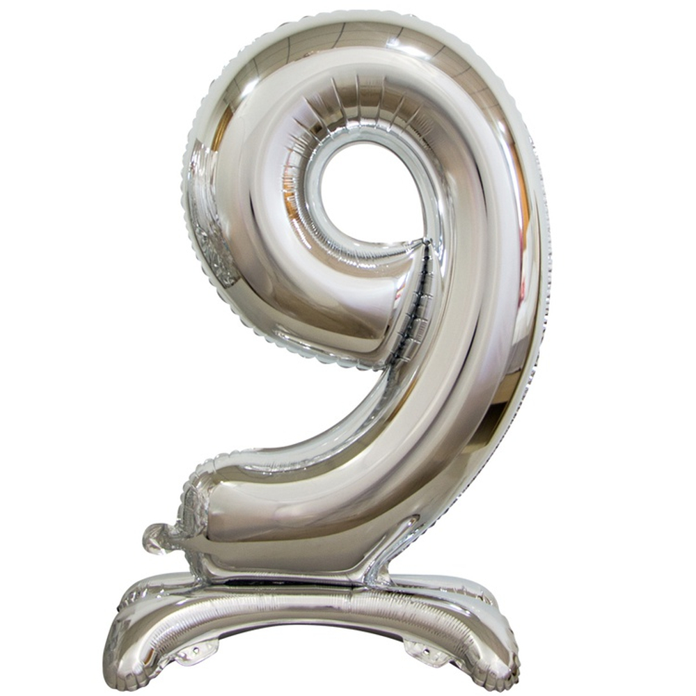 Шар фольгированный Цифра 9 75 см (Серебряный)