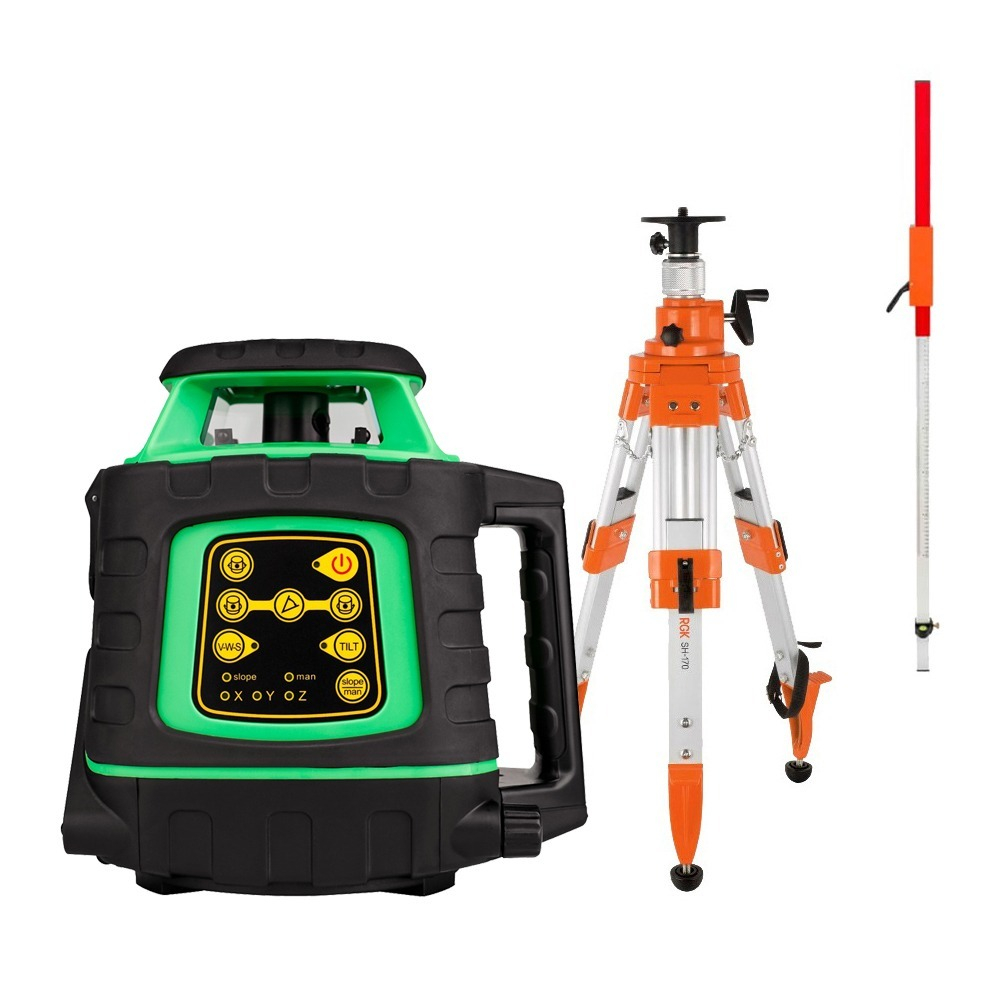 Комплект: ротационный нивелир AMO ROTOR 300G с калибровкой + штатив RGK SH-170, рейка RGK LR-2