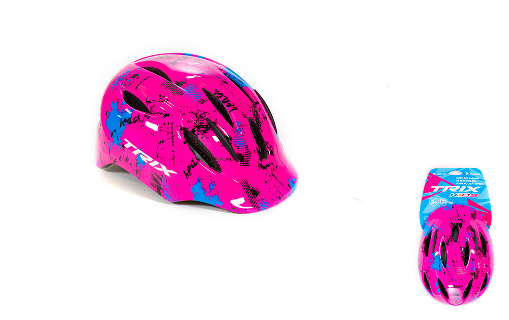 Шлем вело TRIX подростковый кросс-кантри 11 отверстий регулировка обхвата S 52-54см In Mold неоновый розовый