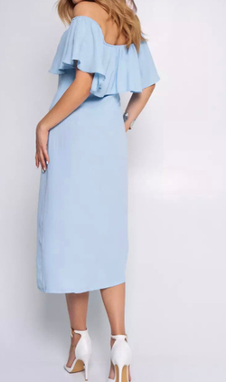 Название товара "Летнее голубое платье с воланом длинное