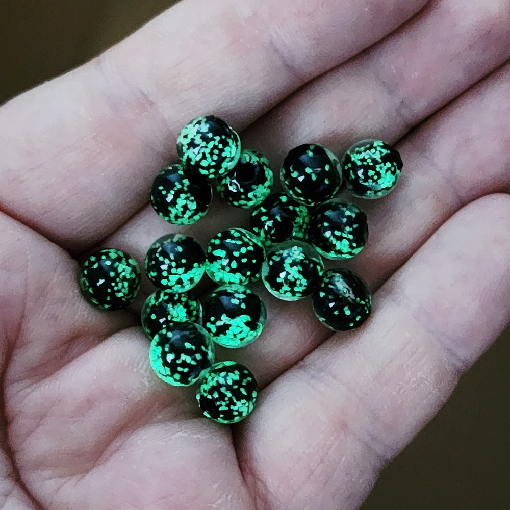 Бусина лэмпворк, стеклянные бусины, светятся в темноте, р-р 8мм, штучно