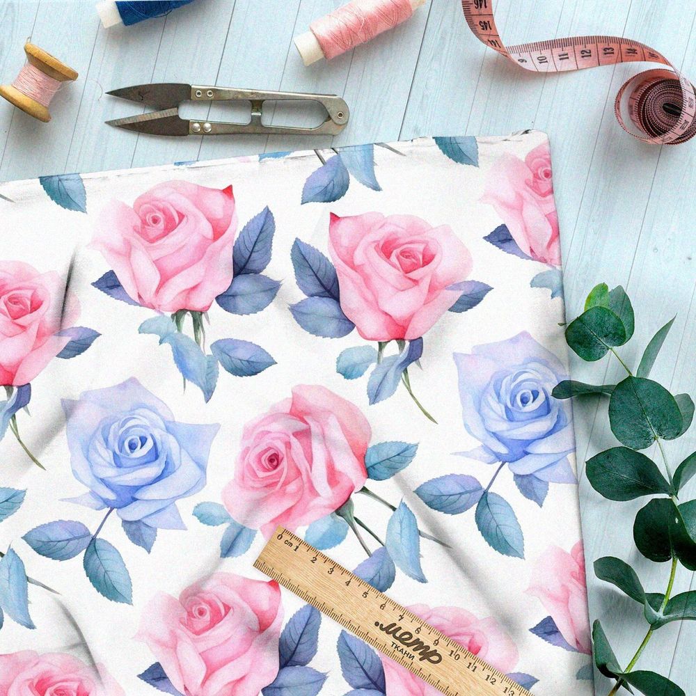 Ткань премиум мембрана нежные акварельные розы