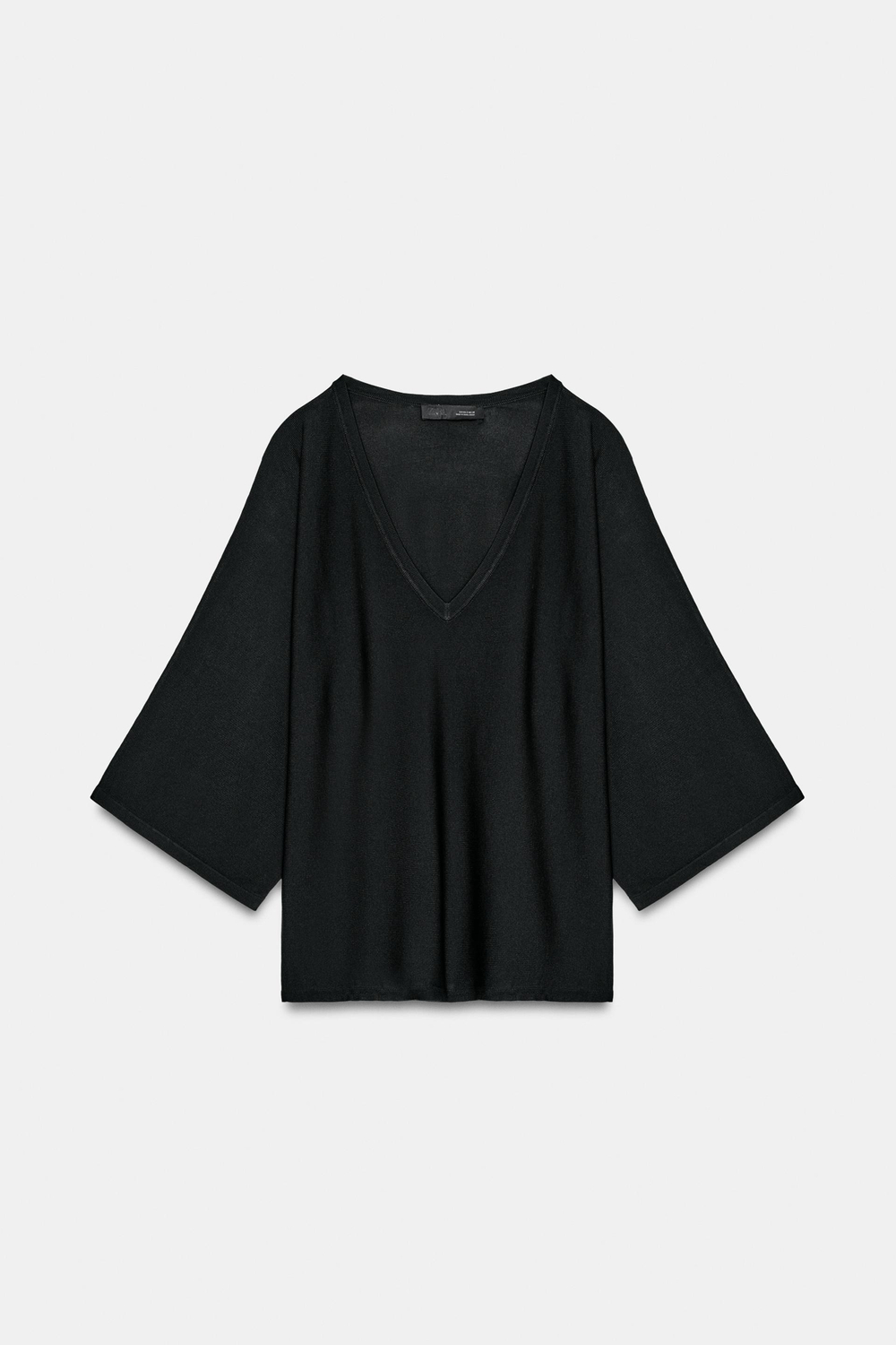 ZARA ДЖЕМПЕР С V-ОБРАЗНЫМ ВЫРЕЗОМ, ЧЕРНЫЙ