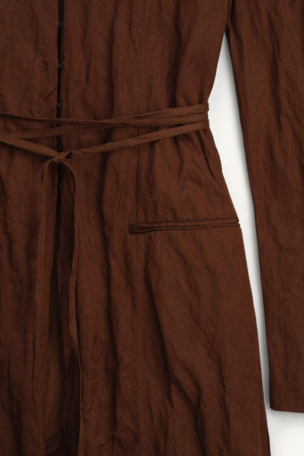 ZARA ДЛИННОЕ ПАЛЬТО ИЗ ХЛОПКА, КОРИЧНЕВЫЙ