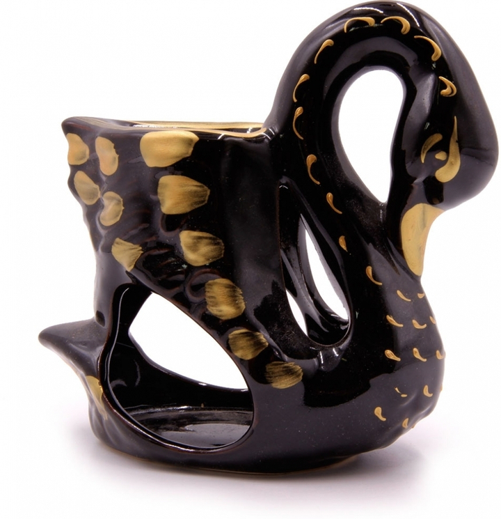 Аромалампа Лебедь с сердечком цвет черный роспись керамика 12,5 см