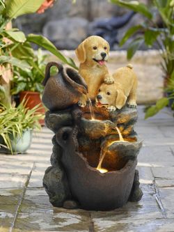 Waterfall Фонтан Щенки с подсветкой