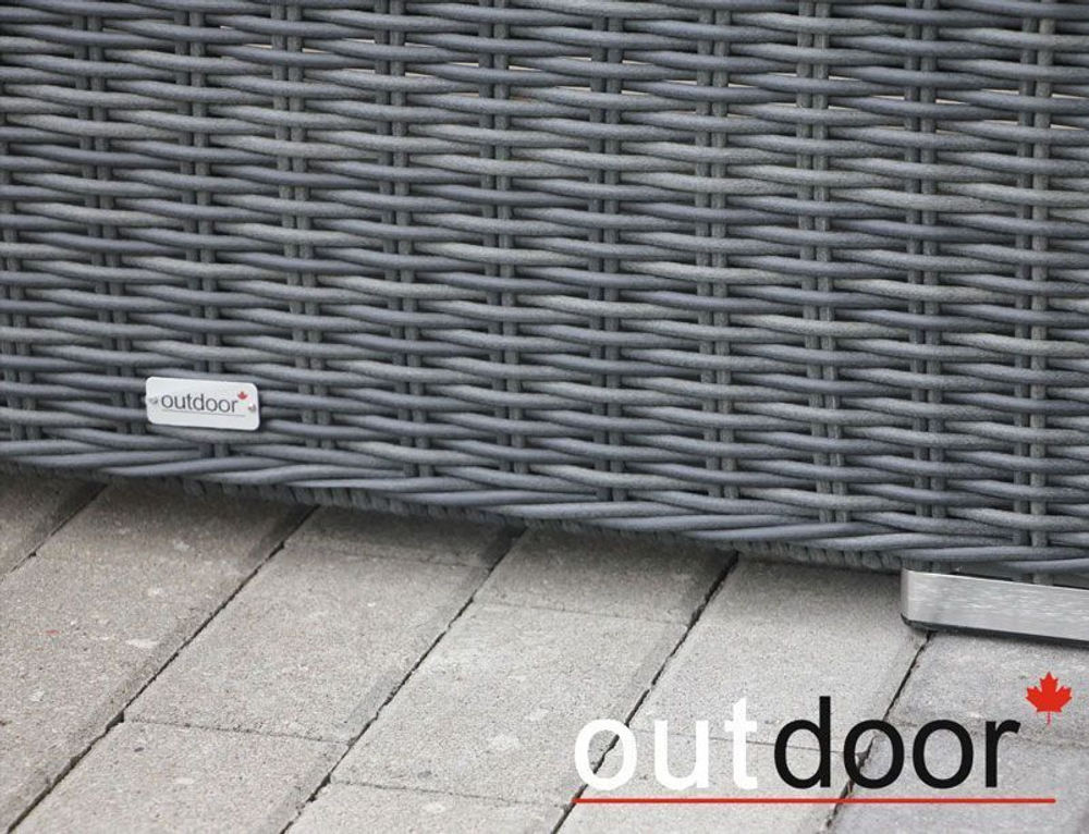 Комплект мебели из ротанга OUTDOOR Флорида (3-местный диван, 2 кресла, стол), узкое плетение, графит