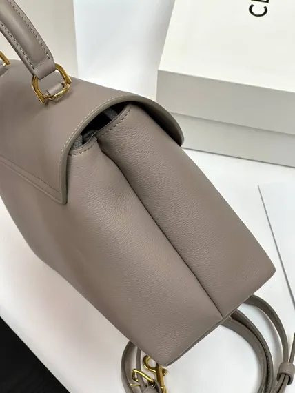 Сумки CELINE MEDIUM NINO из блестящей телячьей кожи серый