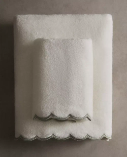 ZARA HOME БАННОЕ ПОЛОТЕНЦЕ С ВОЛНИСТОЙ КРОМКОЙ, ЗЕЛЕНЫЙ