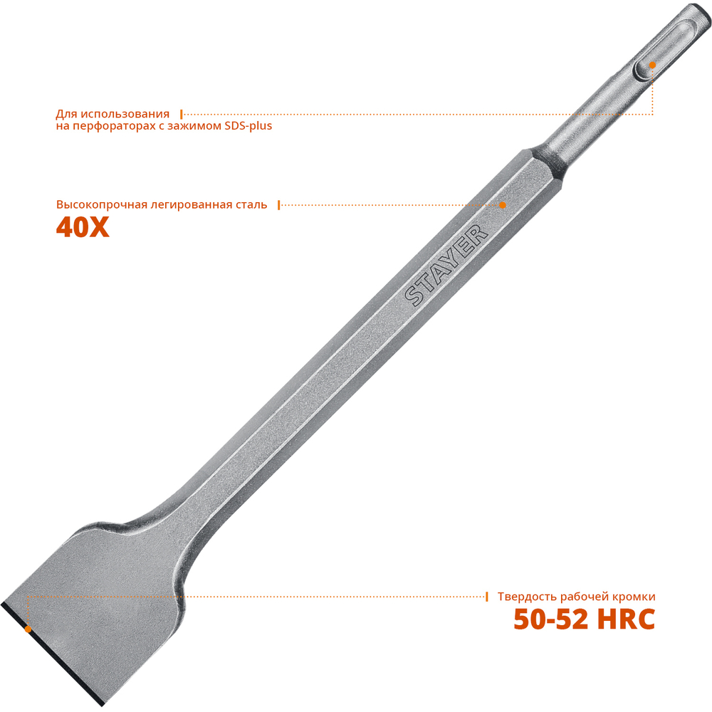 STAYER Gorilla Force, 40 х 250 мм, SDS-Plus, плоское зубило, Professional (29353-40-250)