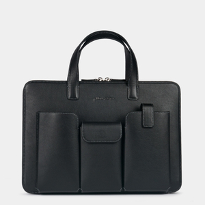 Сумка для MacBook Pro 13"-14" Bocage с карманами из кожи теленка черного цвета
