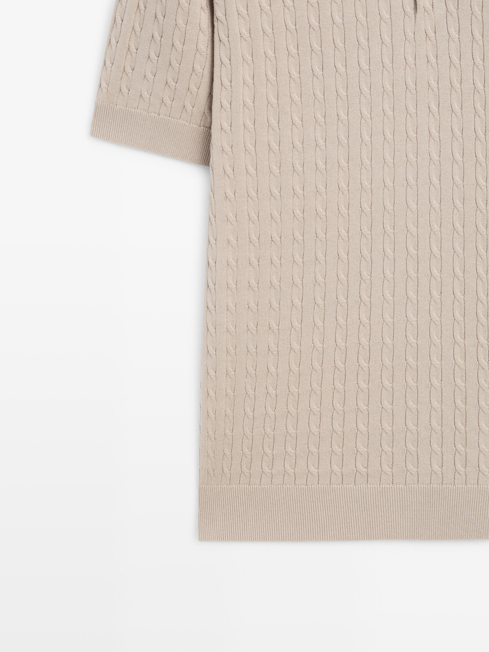 Massimo Dutti Поло из 100% хлопка с узором «косы», бежевый