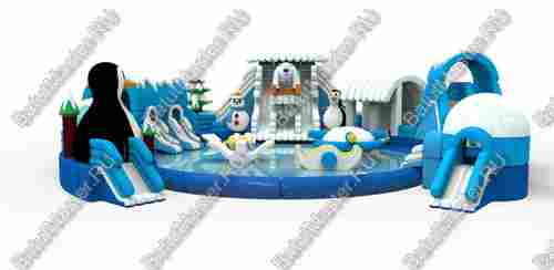 Надувной наземный аквапарк «Морское царство 3»  с фигурой пингвина, 16*16*6 м
