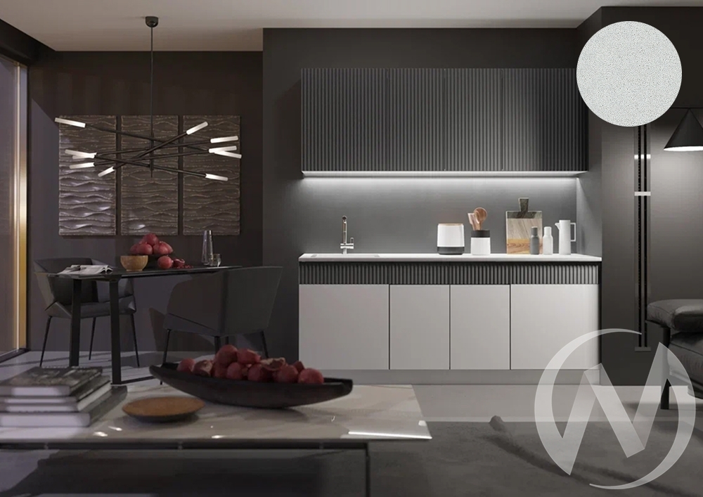 Кухня Оливия NEW 2;0м (белый/белый снег софт; графит софт NEW/антарес)