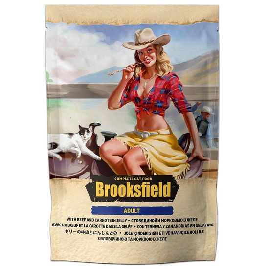 Brooksfield Влажный корм для взрослых кошек говядина с морковью в желе