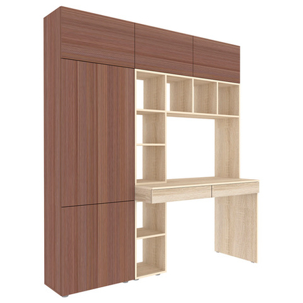 Стол письменный со стеллажом и шкафом КарИВи 1800 Дуб Сонома Бодего Темный