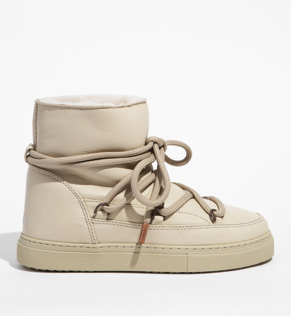 Высокие кожаные кеды INUIKII 75202-087 Sneaker Full Leather Cream на меху