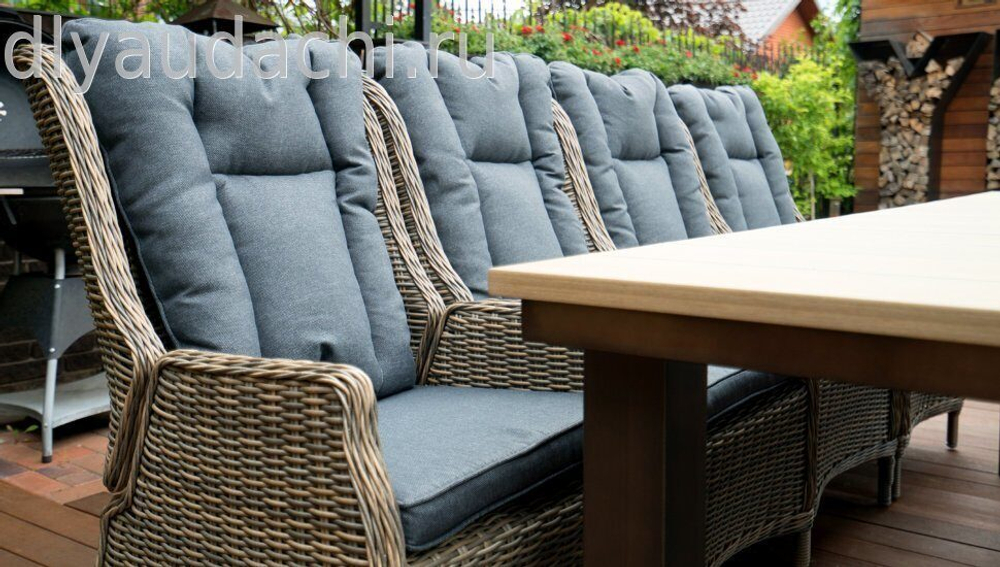 Стол Парклэнд + 8 кресел Верона алюминиевый каркас (кор/сер)