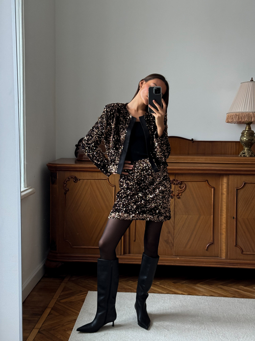 Юбка из пайеток мини бронза