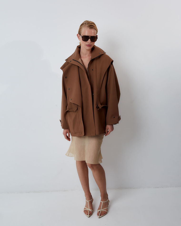 Тренч на молнии из хлопка Стелла Маккартни корица