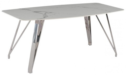 Стол обеденный Ist Casa Соар-2, 160х90х76 см, бело-серая керамика, хром серебро