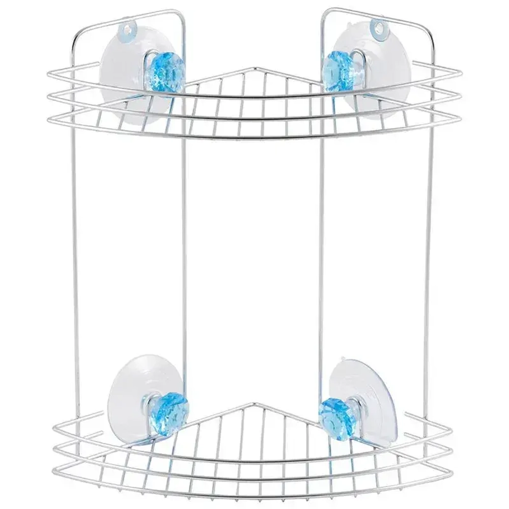 Полка угловая двухъярусная W2672 Бриллиант, синий (крепление: присоски)