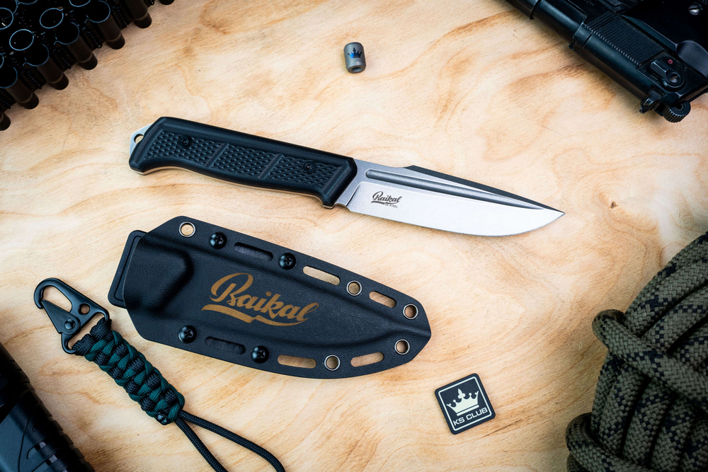 Туристический нож Baikal D2 StoneWash Kydex, G10 Black