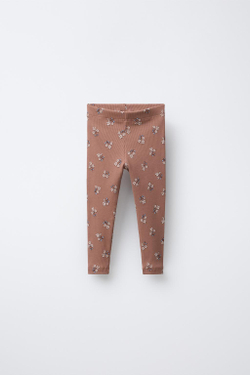 ZARA ЛЕГИНСЫ В РУБЧИК С ПРИНТОМ, КОРИЧНЕВЫЙ