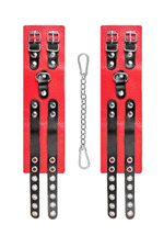 Оковы Pecado с двумя ремешками с люверсами красные 25 см