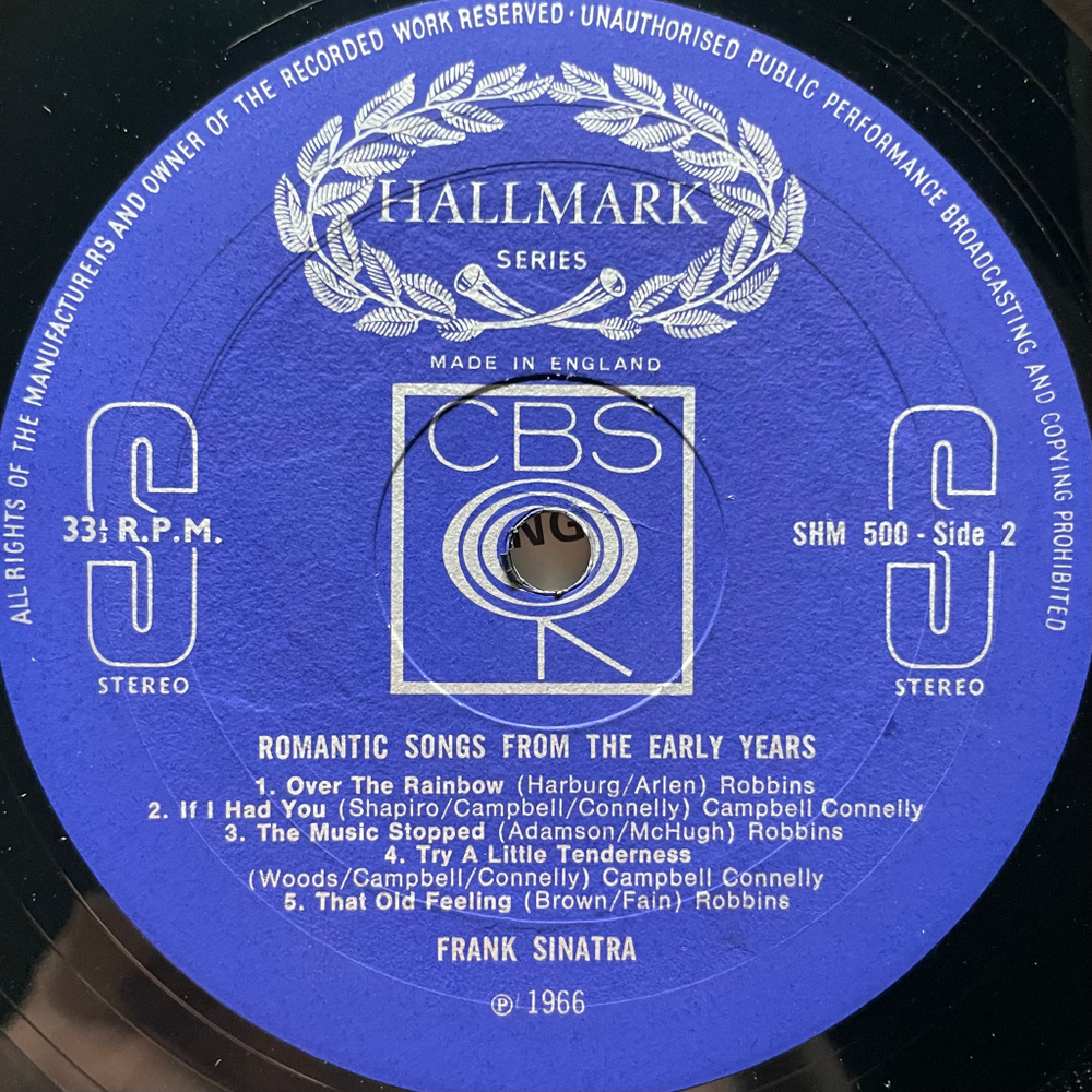 Frank Sinatra ‎– Romantic Songs From The Early Years (Англия 1967г.)