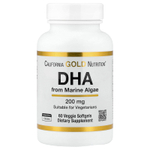California Gold Nutrition, ДГК из морских водорослей, 200 мг, 60 вегетарианских капсул