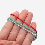 Матовая стразовая цепь, 2мм, голубой кристалл в нежно-голубых цапах