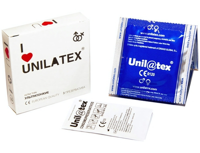 Презервативы UNILATEX ультратонкие (3 шт) (Цвет: телесный)