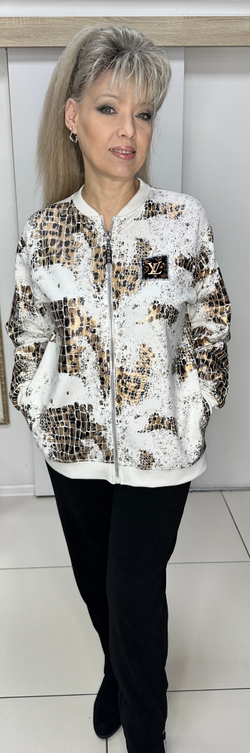 Белый жакет с леопардовым принтом