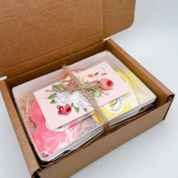 Набор бомбочек "Сердце клубника XL, манго-кокос XL + мыло апельсин