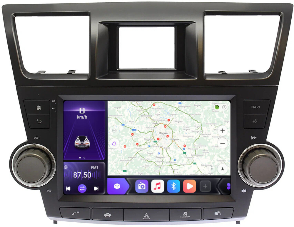 Магнитола для Toyota Highlander 2 2007-2013 XU40 - Carmedia OL-9431-2 QLed, Android 12, TS10, CarPlay, 4G SIM-слот (кнопки + крутилки)