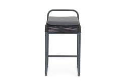 "Ането" стул барный плетеный из роупа, каркас алюминий темно-серый (RAL7024) муар, роуп темно-серый круглый, ткань темно-серая 027