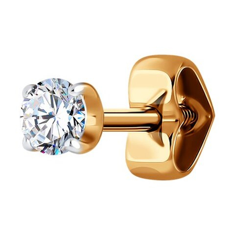 Серьга из золота с фианитами