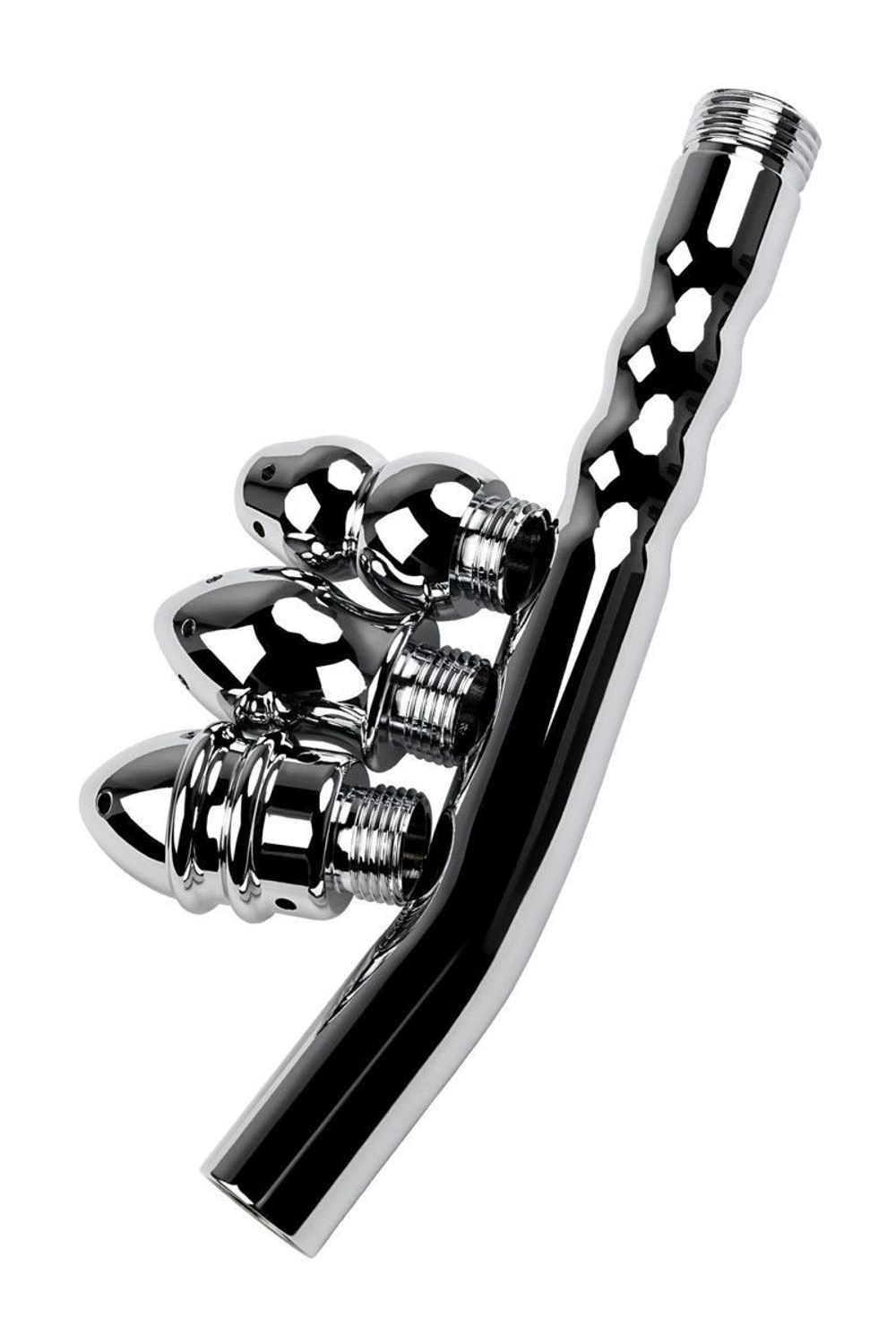 Металлический анальный душ с тремя насадками (Цвет: серебристый)