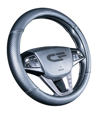 Оплетка на руль круглая CarFashion -М- «BRUTAL» 31426 - Экокожа - черный/черный/шов черный