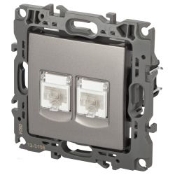 Розетка ЭРА Серия 12 12-3108-16 информационная двойная 2XRJ45 титан