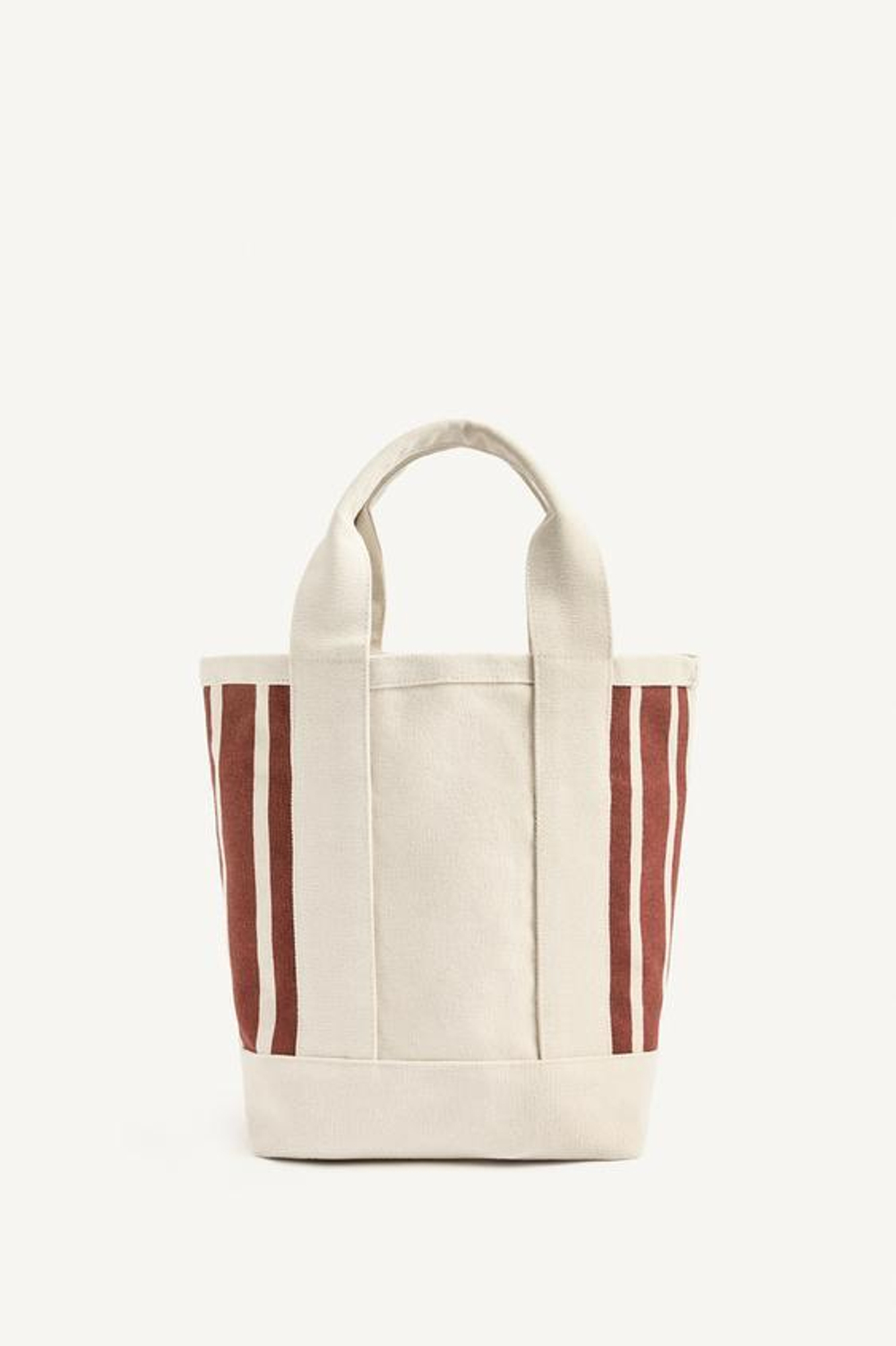 ZARA СУМКА-ШОППЕР С ПРИНТОМ В ПОЛОСКУ, ЭКРЮ