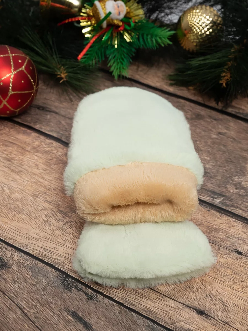 варежки зимние пушистые экомех