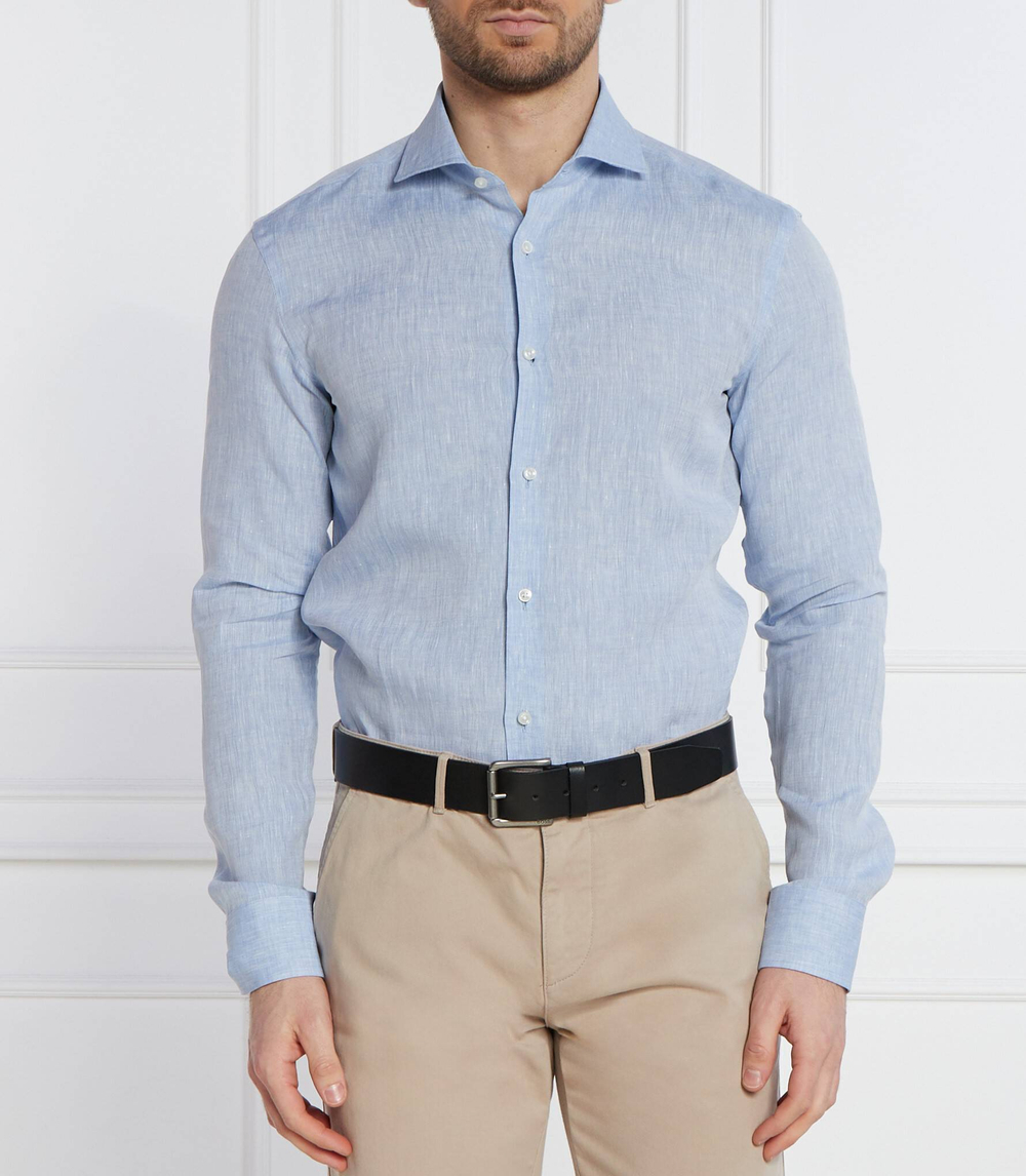 Льняная рубашка H-HANK BOSS BLACK - голубой(50512876)