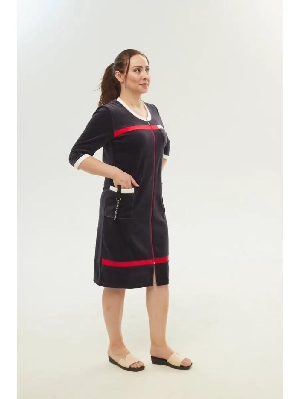 Халат домашний велюровый на молнии