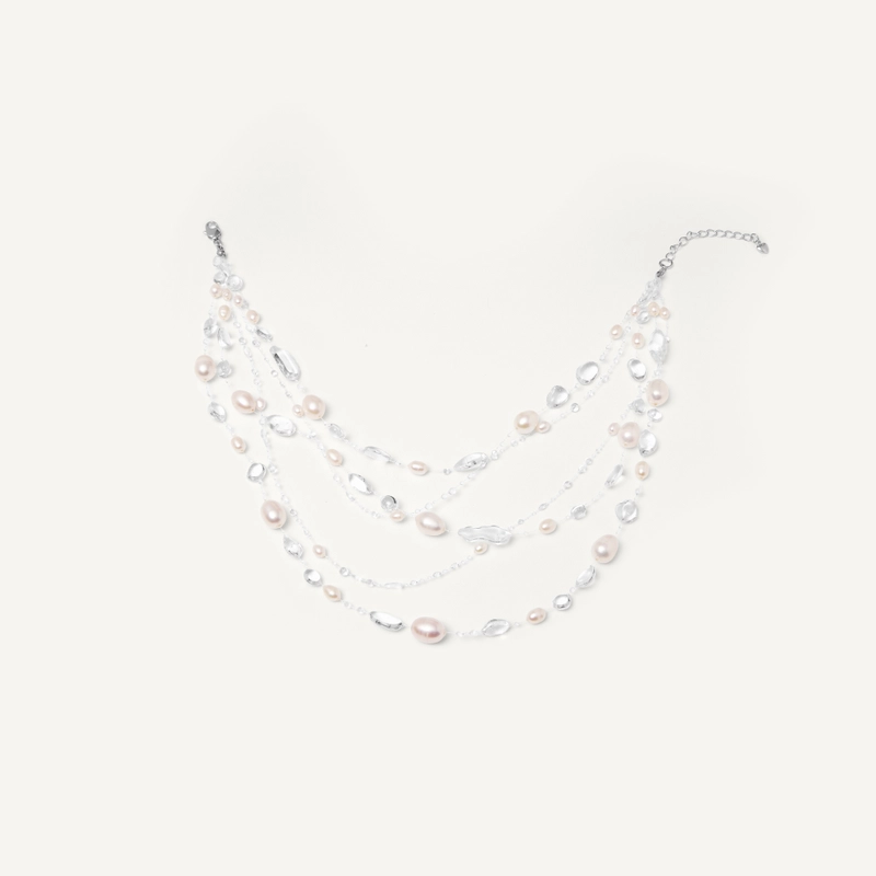 Колье Многослойное Капли и Жемчуг