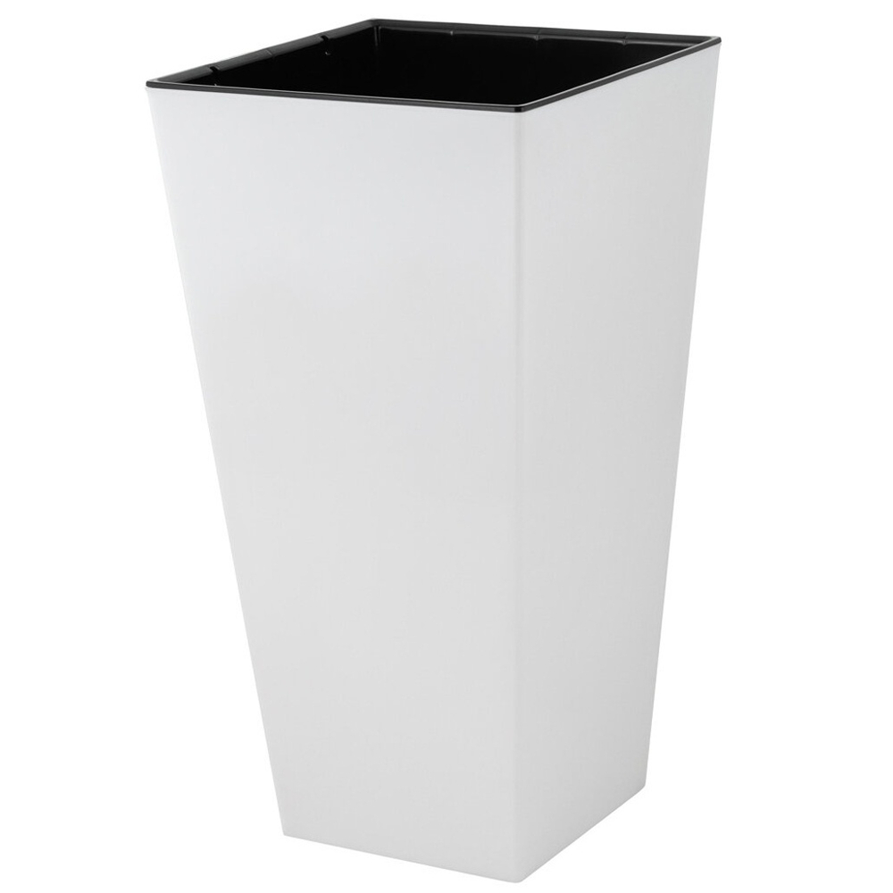 Горшок цветочный London Cube 19,4л 250*250*470мм c дренажной вставкой, белоснежный жасмин