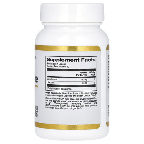 California Gold Nutrition, бенфотиамин с L-лейцином, 150 мг, 90 растительных капсул