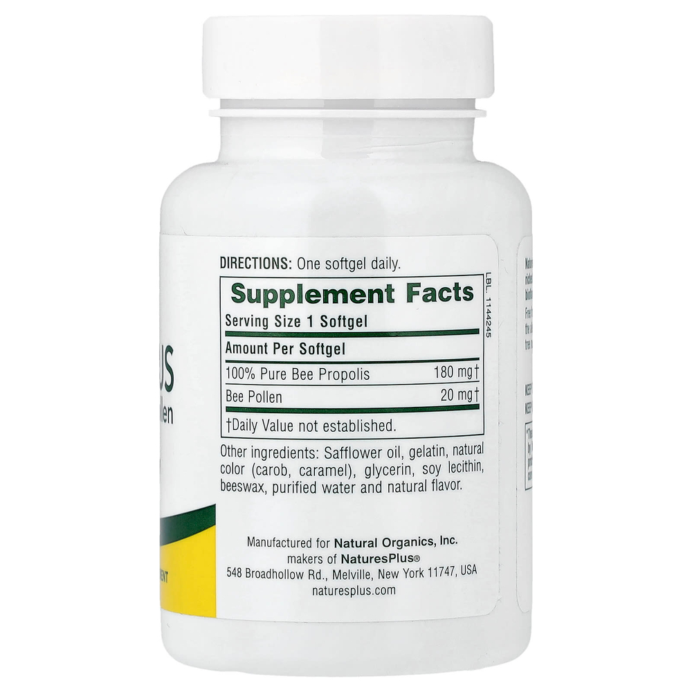 NaturesPlus, Propolplus, прополис с пчелиной пыльцой, 60 капсул