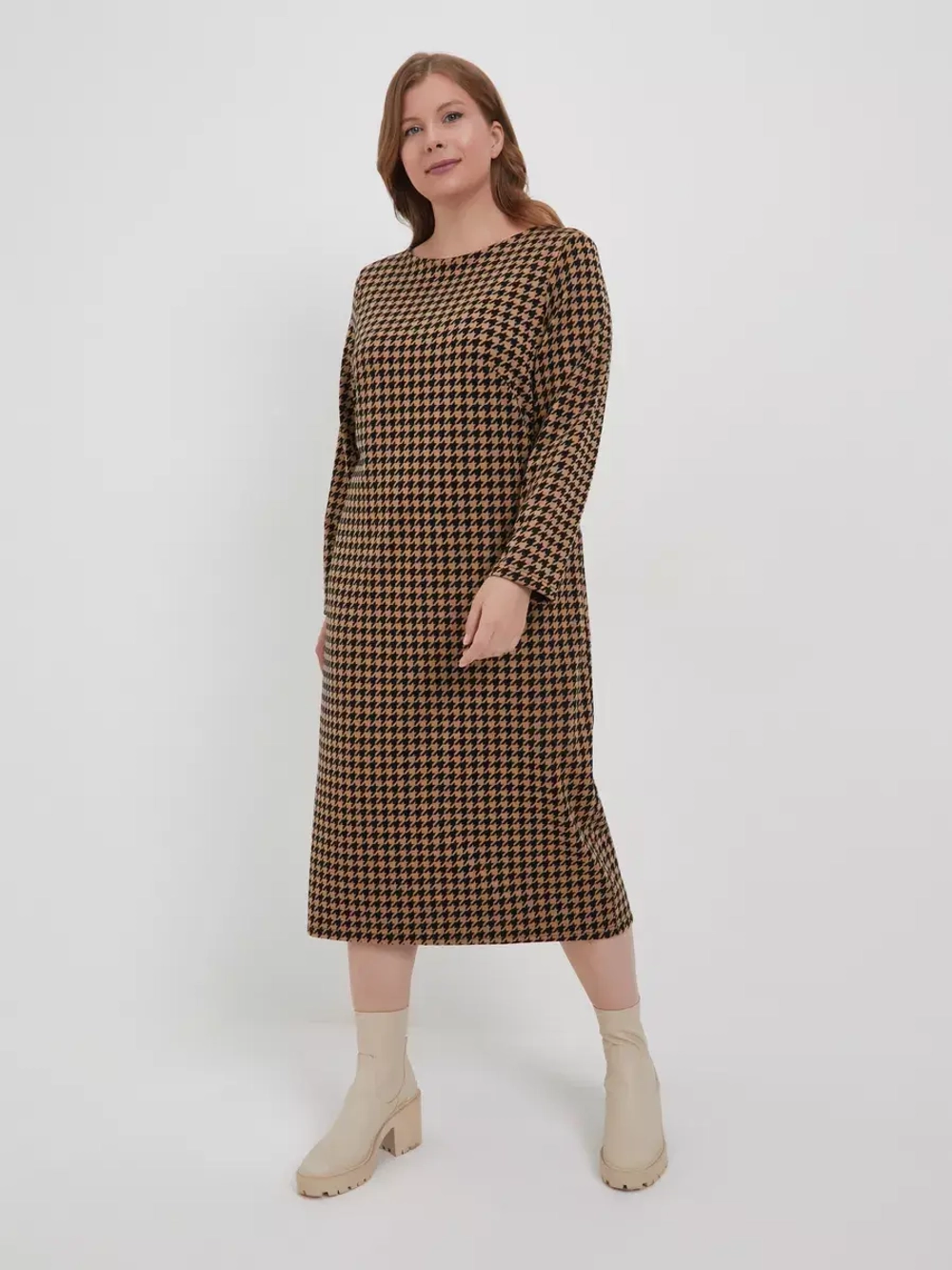 Платье длинное офисное осеннее